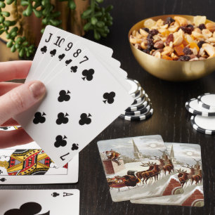 Weihnachten, Nikolaus auf dem Dach Spielkarten