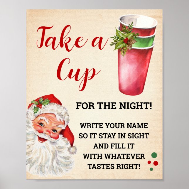 Weihnachten Nimm einen Cup für die Nachtschwärmere Poster (Vorne)