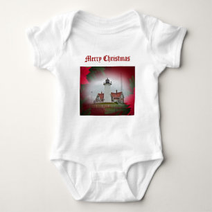 Weihnachten Nobska Point Leuchtturm Baby Strampler