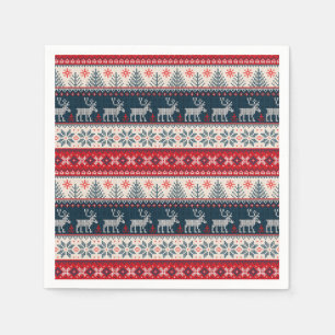Weihnachten Nordic Themed Ugly Sweater Muster Hirs Serviette
