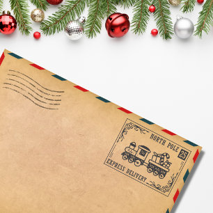 Weihnachten - Nordpol Express Lieferspass Gummistempel