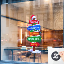 Weihnachten Nordpol Schild Brett Fensteraufkleber