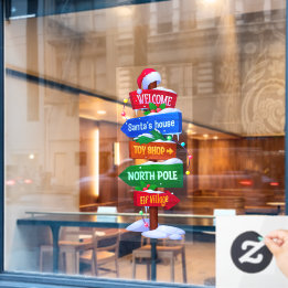 Weihnachten Nordpol Schild Brett Fensteraufkleber