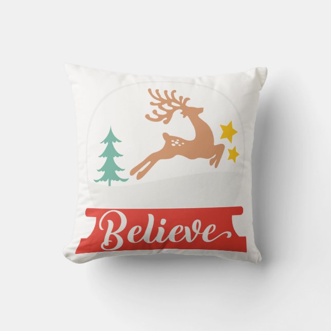 Weihnachten: Nur glauben (in Santa und Reindeer) Kissen (Vorderseite)