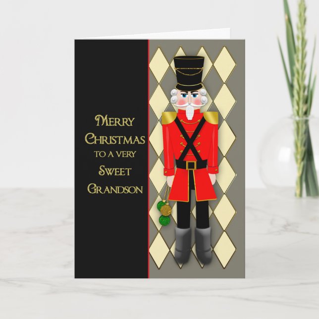Weihnachten, Nutcracker Soldier, Grandson Karte (Vorderseite)