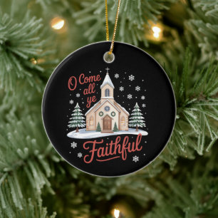 Weihnachten O kommt alle gläubigen Christen Keramik Ornament