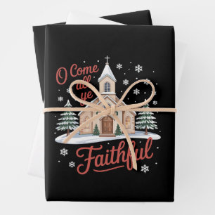 Weihnachten O kommt alle Gläubigen religiösen Chri Geschenkpapier Set