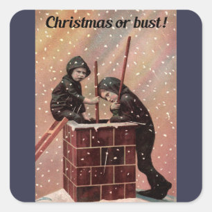 Weihnachten oder Bust, Boy Chimney Sweep Antique F Quadratischer Aufkleber