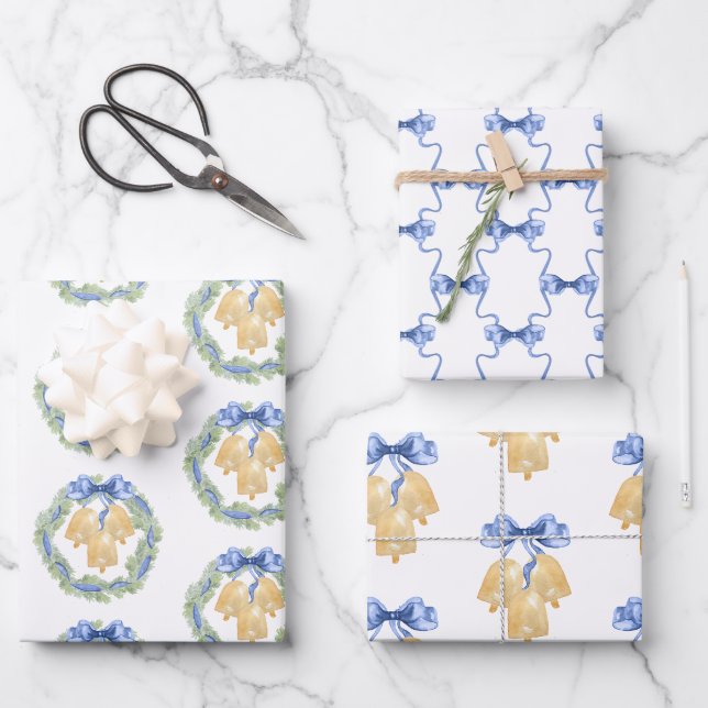 Weihnachten oder Hochzeiten in Aquarellen und Böge Geschenkpapier Set (Vorderseite)