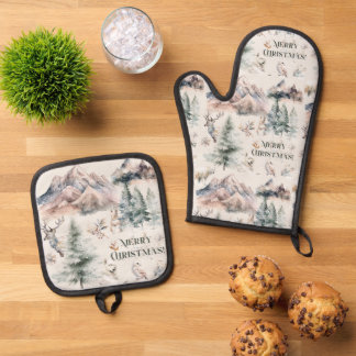 Weihnachten Ofenhandschuh & Topflappen-Set
