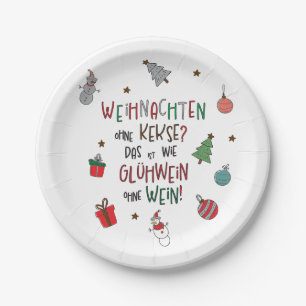 Weihnachten ohne Kekse? Lustiger Weihnachtsteller Pappteller