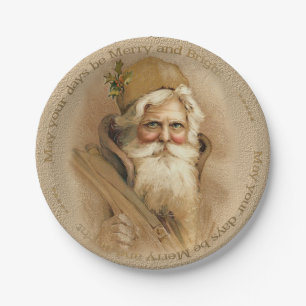 Weihnachten Old World Santa 2 - Porzellan-Papierpl Pappteller