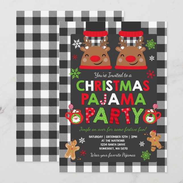 Weihnachten Pajama Party Einladung Urlaub Pajamas (Vorne/Hinten)