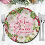 Weihnachten Pappteller<br><div class="desc">Die personalisierten großen Teller sind mit modernen,  eleganten Blume und einer rosafarbenen Poinsettia ausgestattet,  in der Sie sich in schicker Schrift wohlfühlen. PASSENDE Artikel in unserem Geschäft.</div>