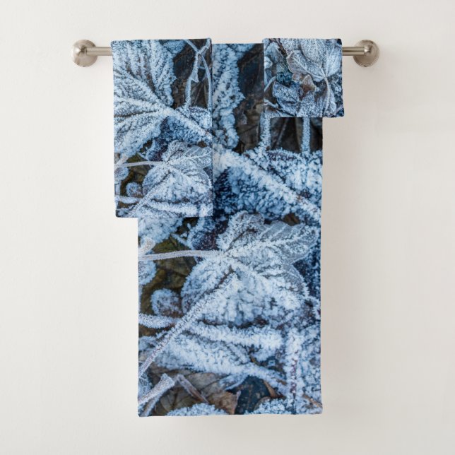 Weihnachten Party Blue Blätter Schnee Urlaub Winte Badhandtuch Set (Insitu)