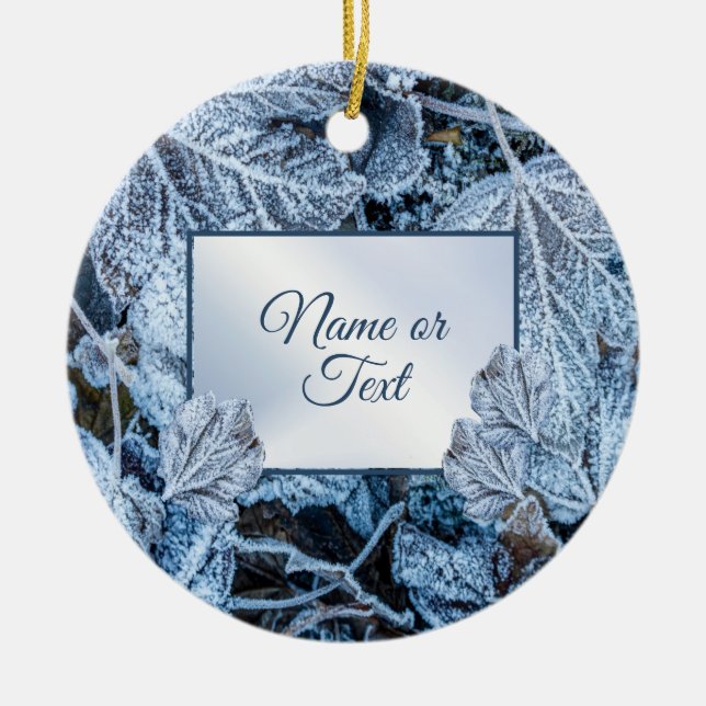 Weihnachten Party Blue Blätter Schnee Urlaub Winte Keramik Ornament (Vorne)