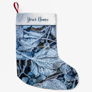 Weihnachten Party Blue Blätter Schnee Urlaub Winte Kleiner Weihnachtsstrumpf