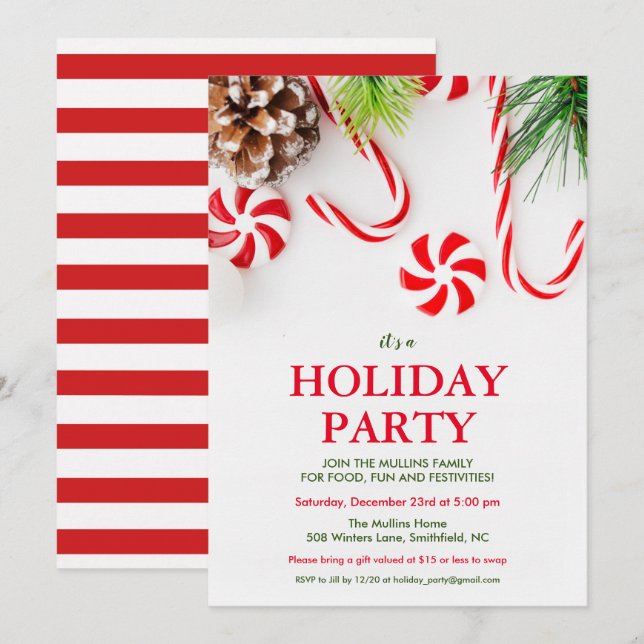 Weihnachten - Party Einladung (Vorne/Hinten)