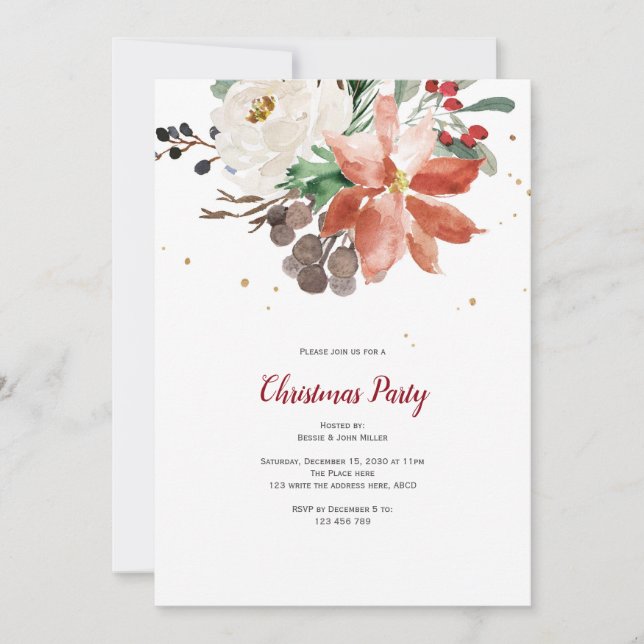 Weihnachten-Party Einladung, Elegant, Urlaub Einladung (Vorderseite)