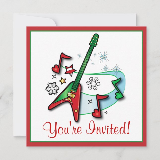 Weihnachten-Party Einladung: Guitar Einladung (Vorderseite)