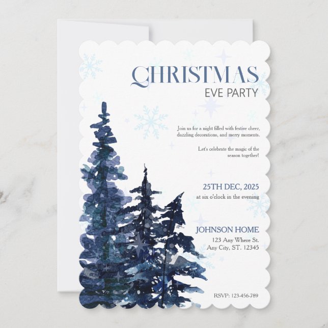 Weihnachten Party Einladung, Rosa Chic Einladungen (Vorderseite)