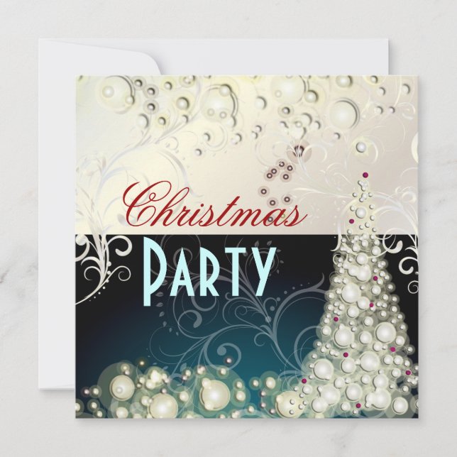 Weihnachten-Party Einladungen, Champagnerbläschen Einladung (Vorderseite)
