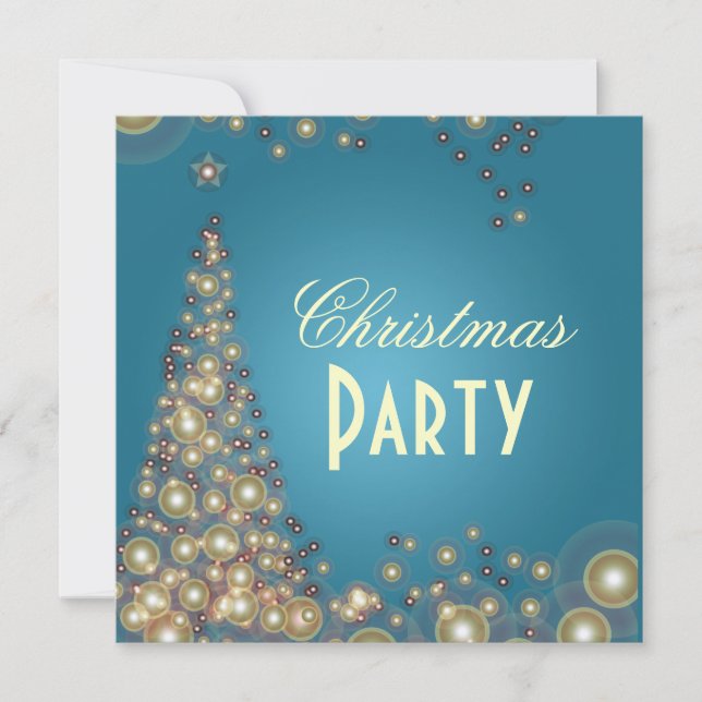 Weihnachten-Party Einladungen, Champagnerbläschen Einladung (Vorderseite)