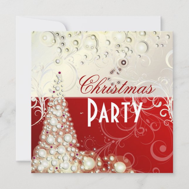 Weihnachten-Party Einladungen, Champagnerbläschen Einladung (Vorderseite)