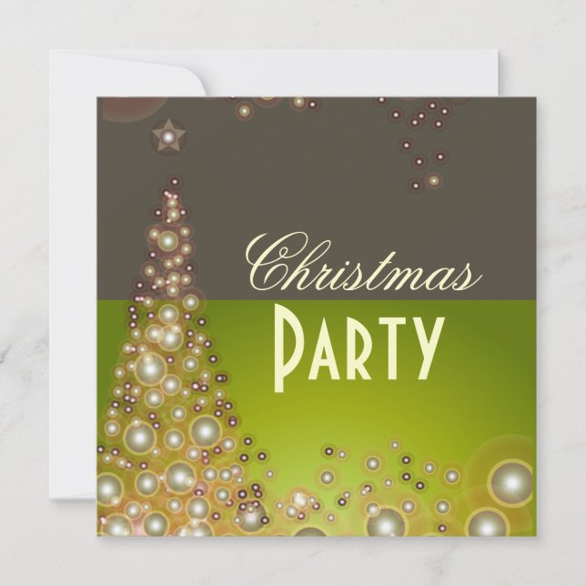 Weihnachten-Party Einladungen, Champagnerbläschen Einladung (Vorderseite)