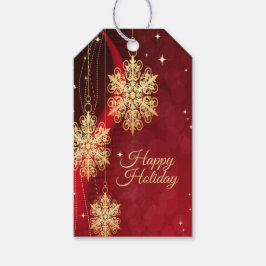 Weihnachten Party Geschenk Roter Golden Snowflakes Geschenkanhänger