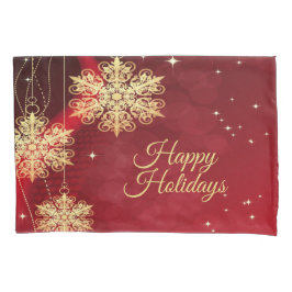 Weihnachten Party Geschenk Roter Golden Snowflakes Kissenbezug