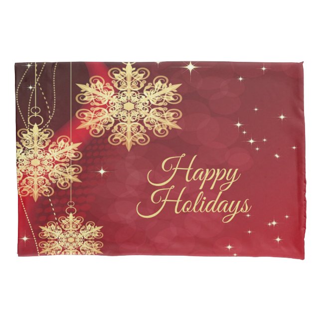 Weihnachten Party Geschenk Roter Golden Snowflakes Kissenbezug (Vorderseite)