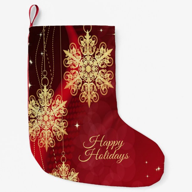 Weihnachten Party Geschenk Roter Golden Snowflakes Kleiner Weihnachtsstrumpf (Vorderseite)