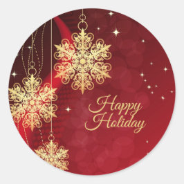 Weihnachten Party Geschenk Roter Golden Snowflakes Runder Aufkleber