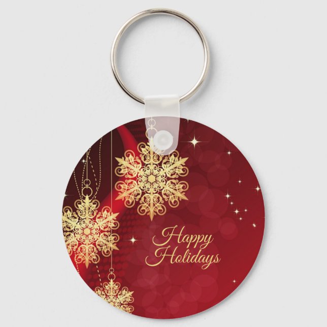 Weihnachten Party Geschenk Roter Golden Snowflakes Schlüsselanhänger (Vorderseite)