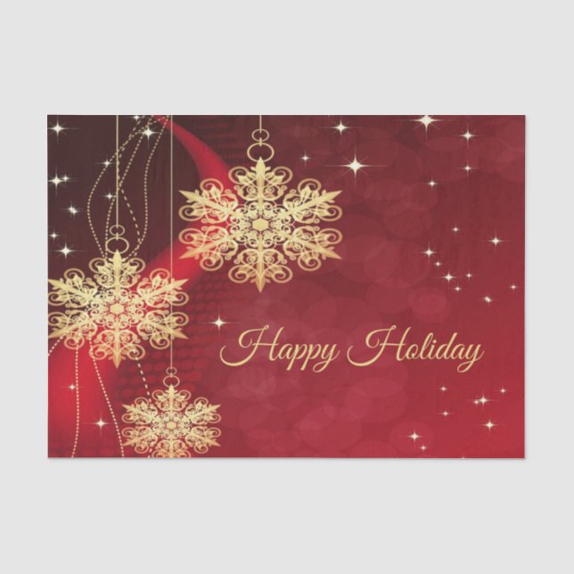 Weihnachten Party Geschenk Roter Golden Snowflakes Seidenpapier (Vorderseite)