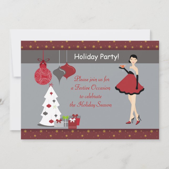 Weihnachten Party Girl Einladung (Vorderseite)