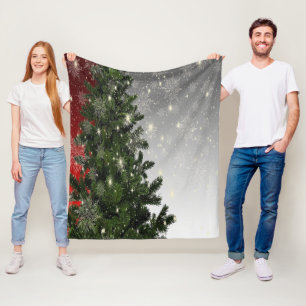 Weihnachten Party Grüne Bäume Rote Silberschneeflo Fleecedecke