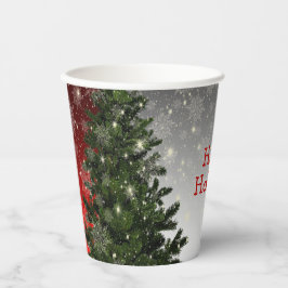 Weihnachten Party Grüne Bäume Rote Silberschneeflo Pappbecher