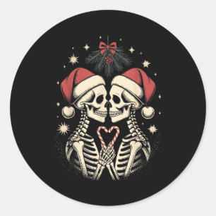Weihnachten passend Gothic Paar dunkler Humor Skel Runder Aufkleber