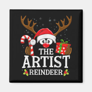 Weihnachten passend zum Künstler Rentier Familie  Magnet