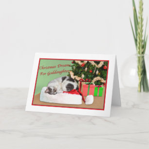 Weihnachten, Patenttochter, Schlafenkatze, Feiertagskarte