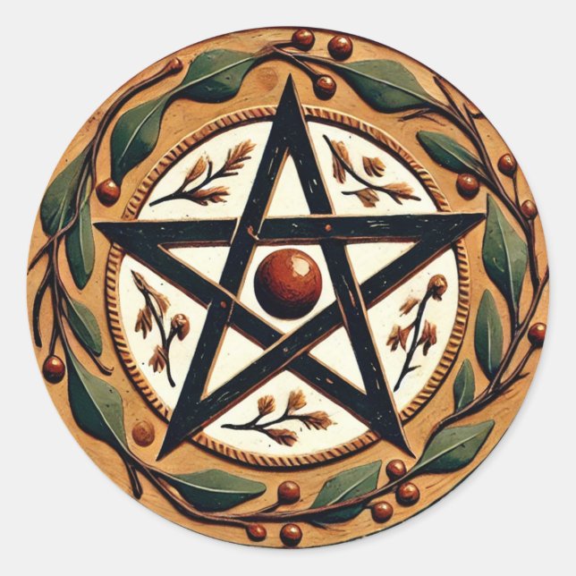 Weihnachten Pentagramm Runder Aufkleber (Vorderseite)
