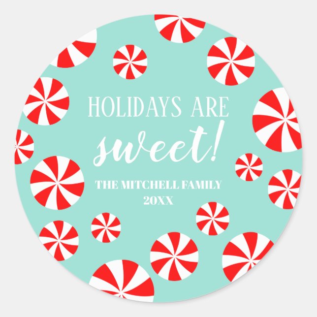 Weihnachten | Peppermint Candy Holiday Runder Aufkleber (Vorderseite)