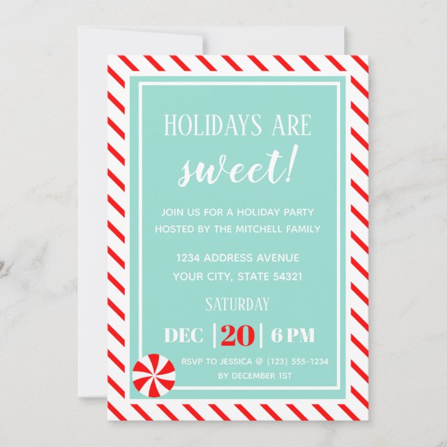 Weihnachten | Peppermint Weihnachts-Party Einladung (Vorderseite)