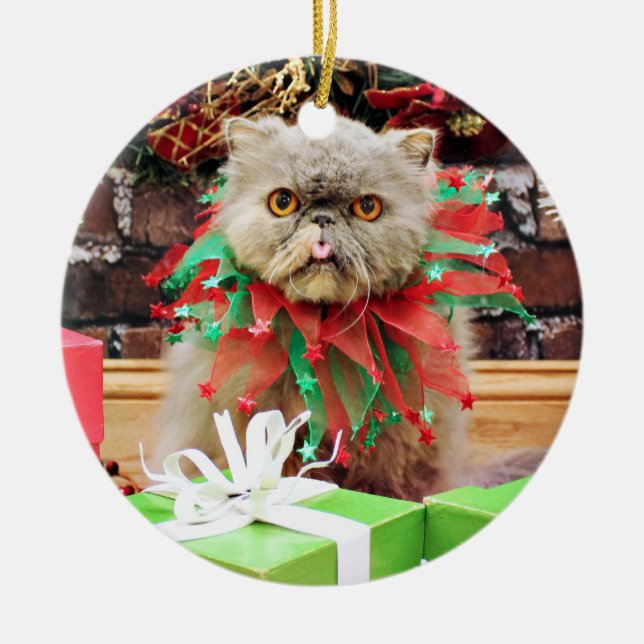 Weihnachten - persische Katze - Frannie Keramikornament (Vorne)