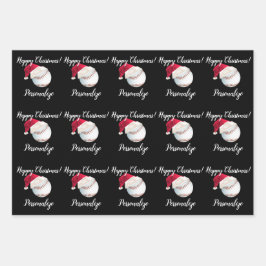 Weihnachten Personalisiert Baseball Sports Santa W Geschenkpapier Set
