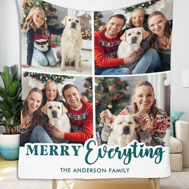Weihnachten Personalisiert Moderne Familienfoto Co Fleecedecke (Von Creator hochgeladen)