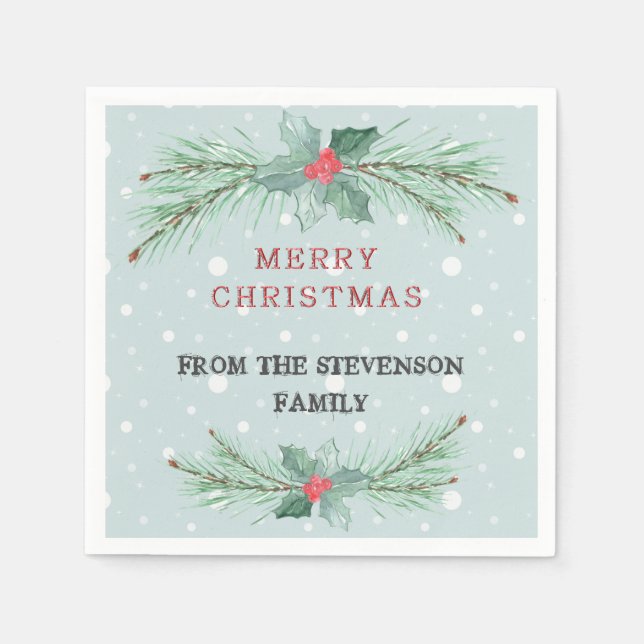 Weihnachten, Personalisiert, Spruce, Mistel Serviette (Vorderseite)