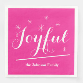 Weihnachten Personalisierte Familie Niedlich Rosa Serviette